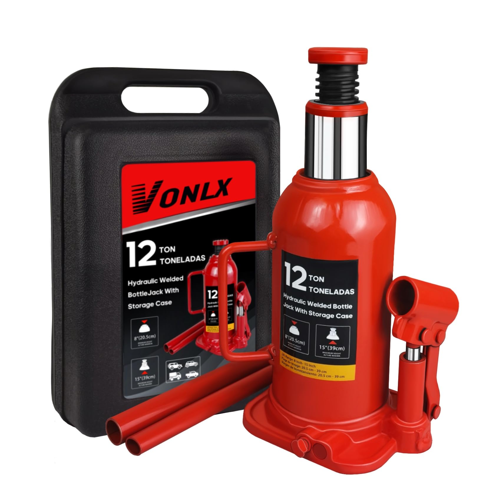 VONLX Torin Hydraulic Bottle Jack with Carrying Case, 12 Ton